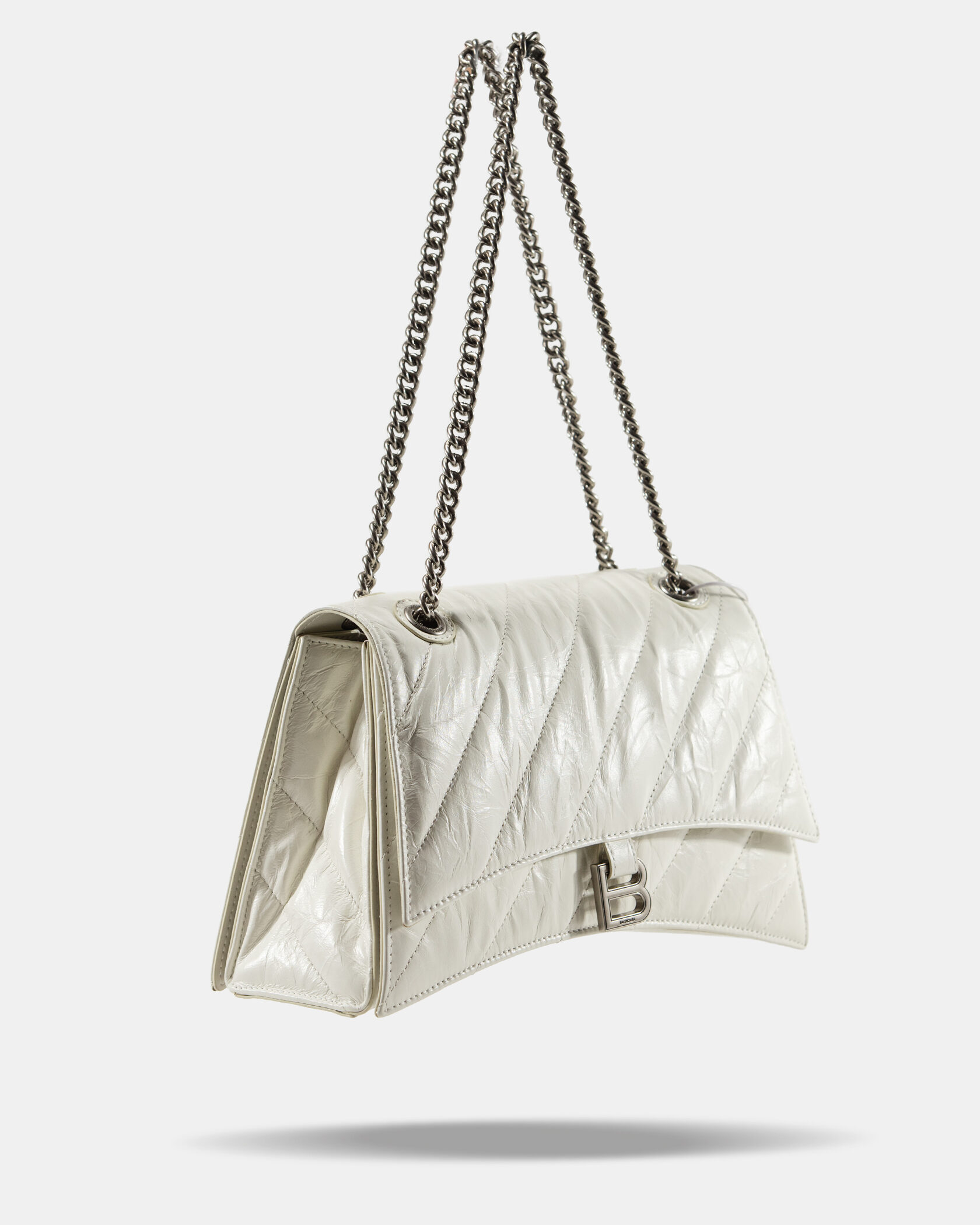 Balenciaga Crush Chain Bag Quilted in White\Silver - 5