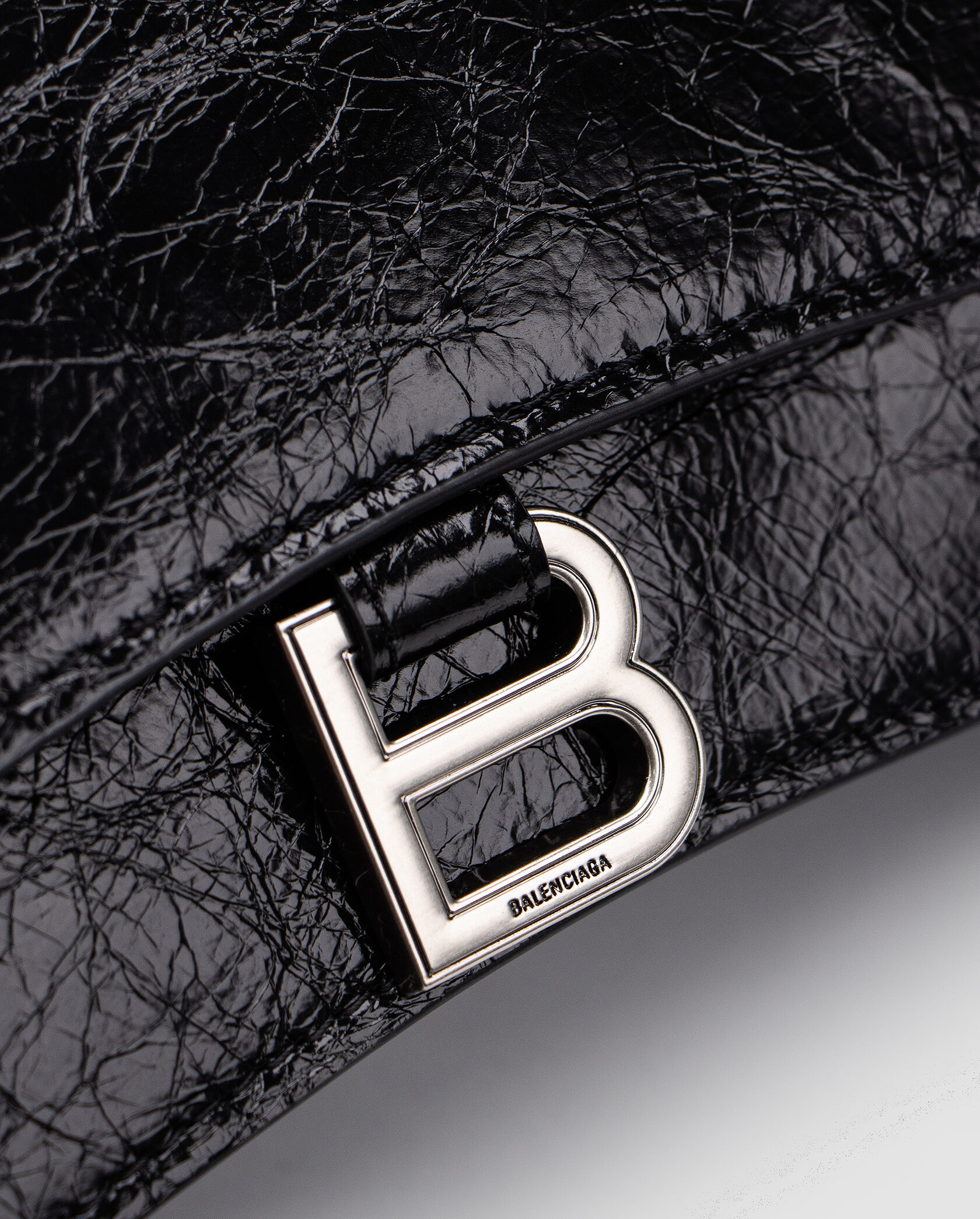 Balenciaga Crush Medium Handbag Crushed Calfskin in Black\Silve - 6