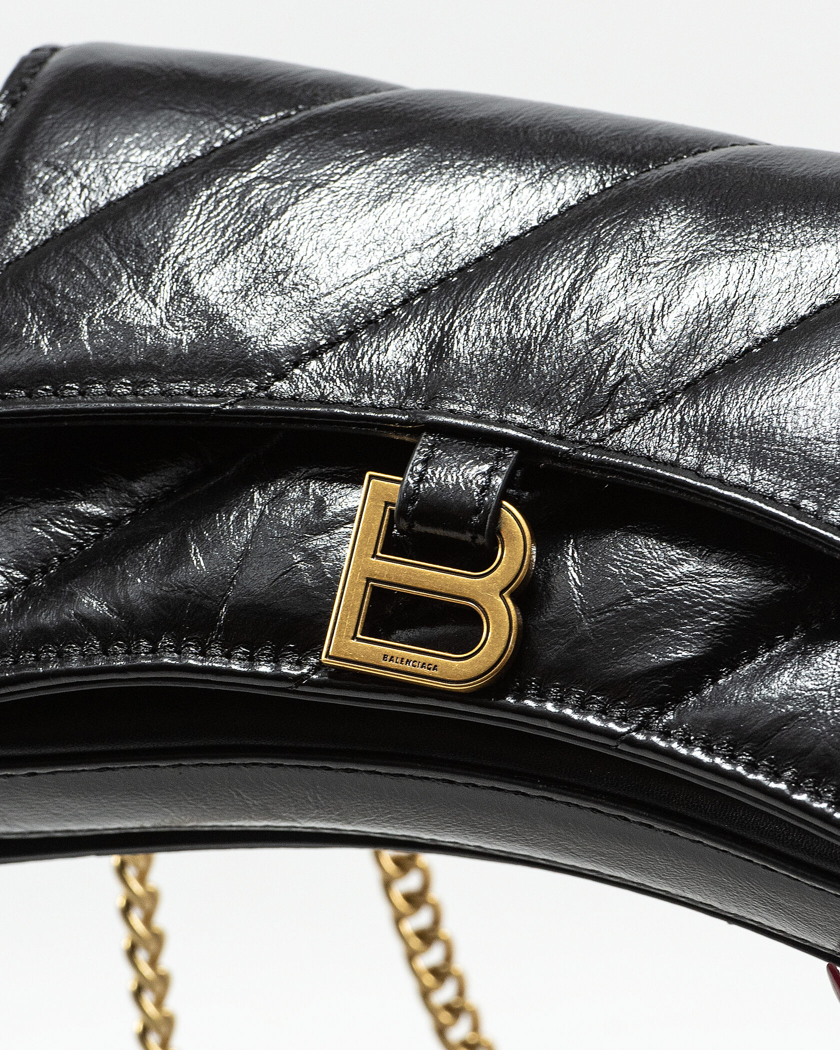 Balenciaga Crush Small Chain Bag Quilted in Black\Gold - 7