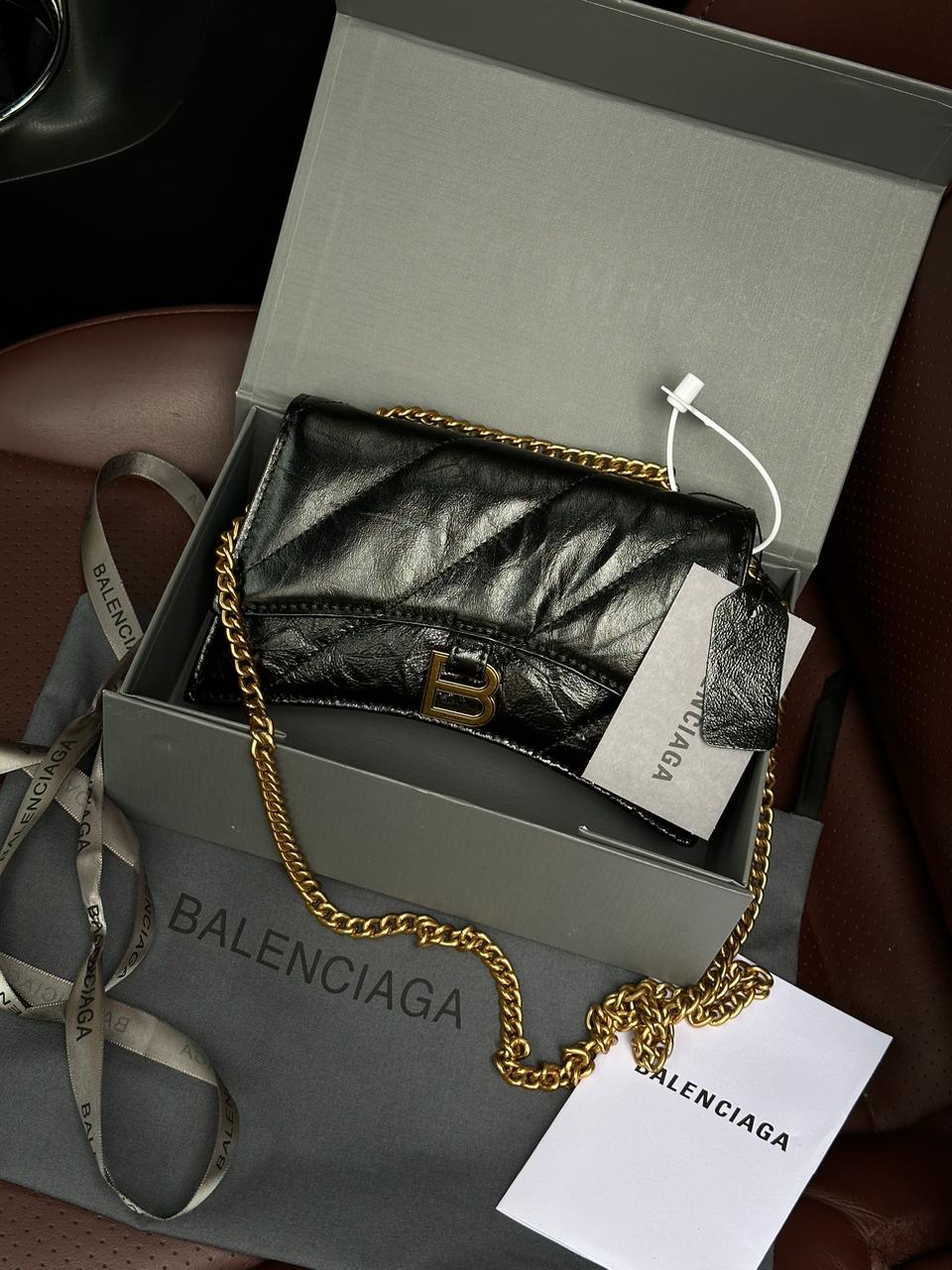 Balenciaga Crush Small Chain Bag Quilted in Black - 2