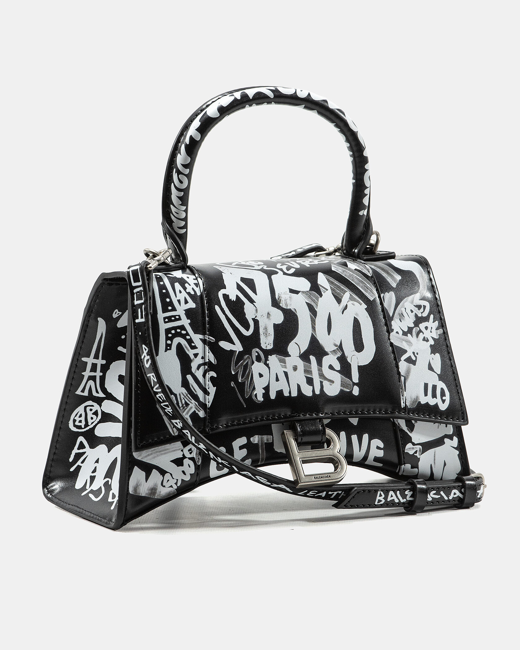 Balenciaga Hourglass Small Handbag Graffiti in Black - 5