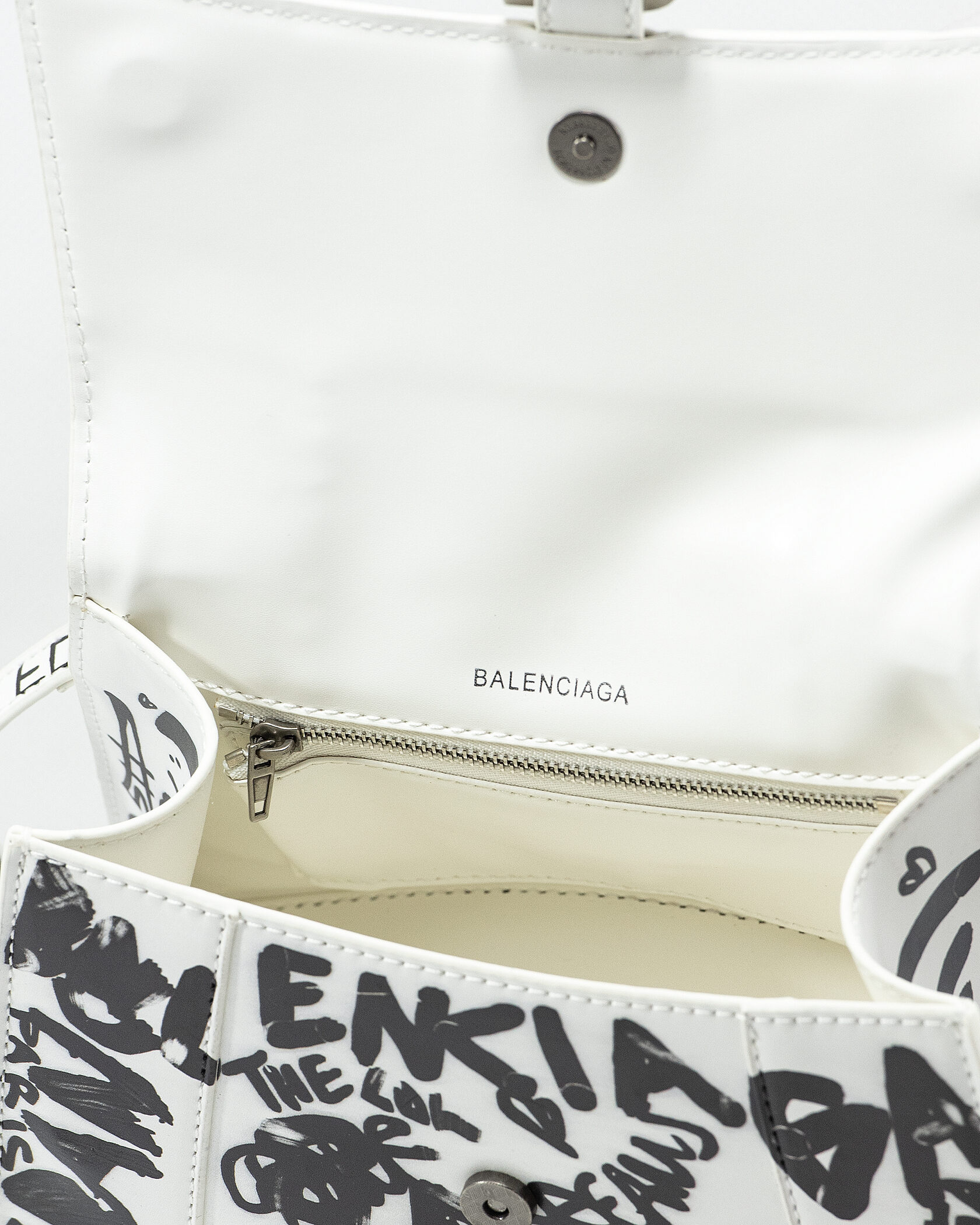 Balenciaga Hourglass Small Handbag Graffiti in White - 12