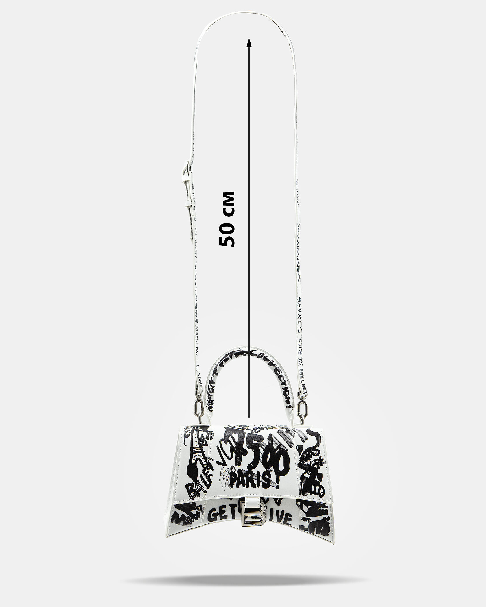 Balenciaga Hourglass Small Handbag Graffiti in White - 4