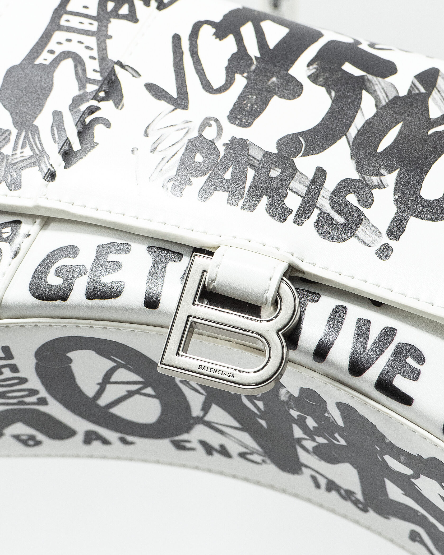 Balenciaga Hourglass Small Handbag Graffiti in White - 7