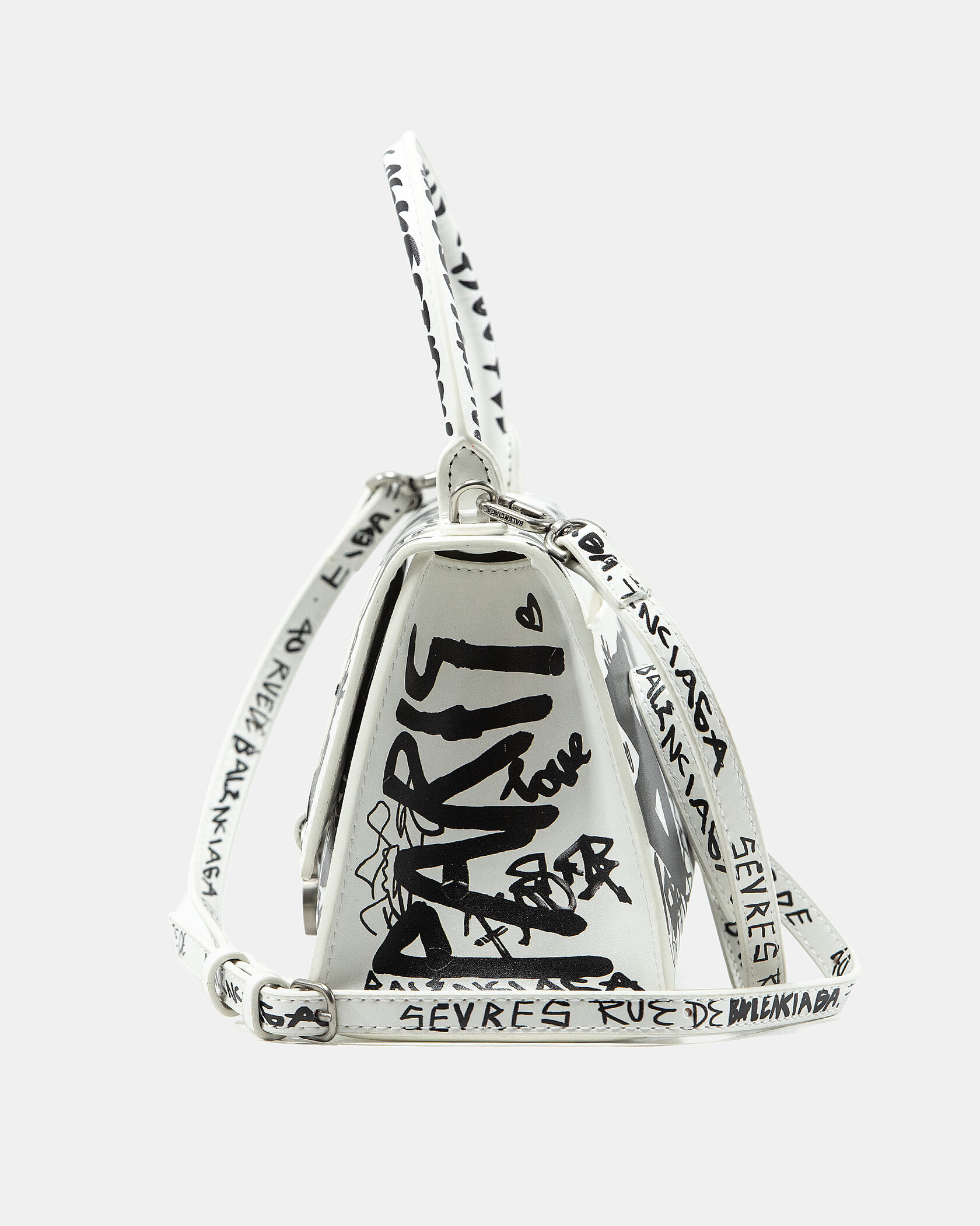 Balenciaga Hourglass Small Handbag Graffiti in White - 8