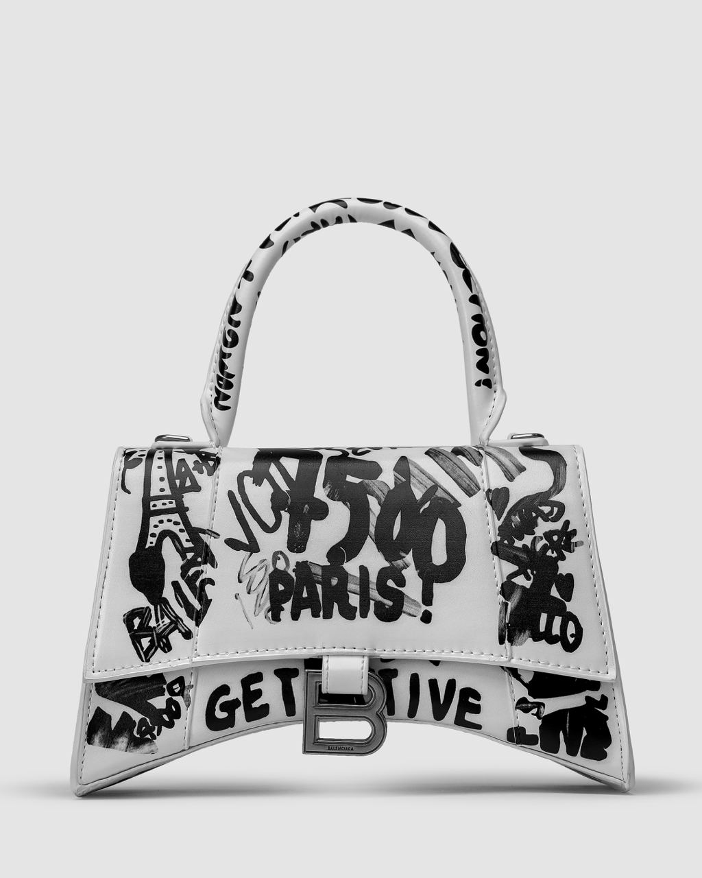 Balenciaga Hourglass Small Handbag Graffiti in White - 2