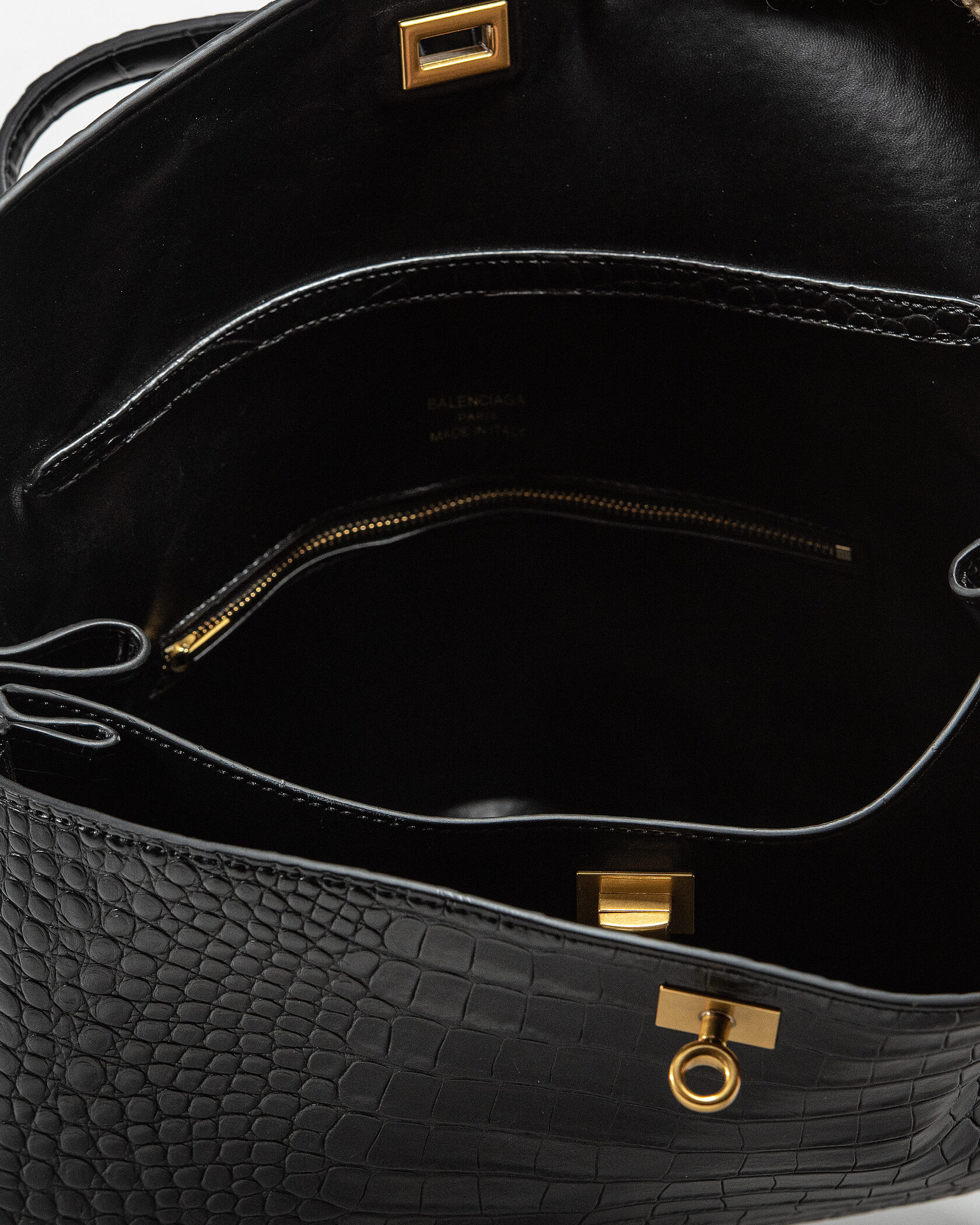 Balenciaga Rodeo Large Crocodile Embossed Black/Gold - 11