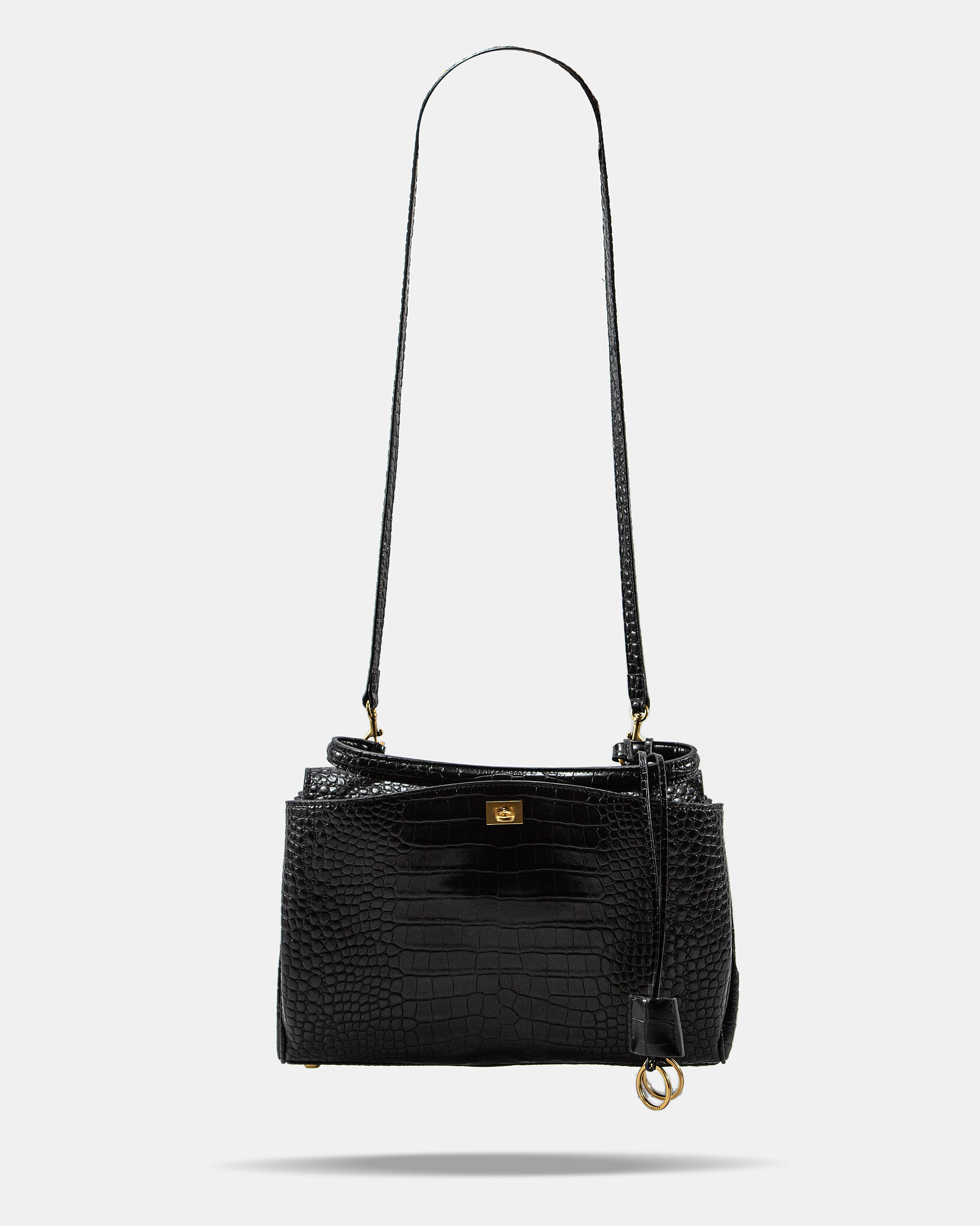 Balenciaga Rodeo Large Crocodile Embossed Black/Gold - 3