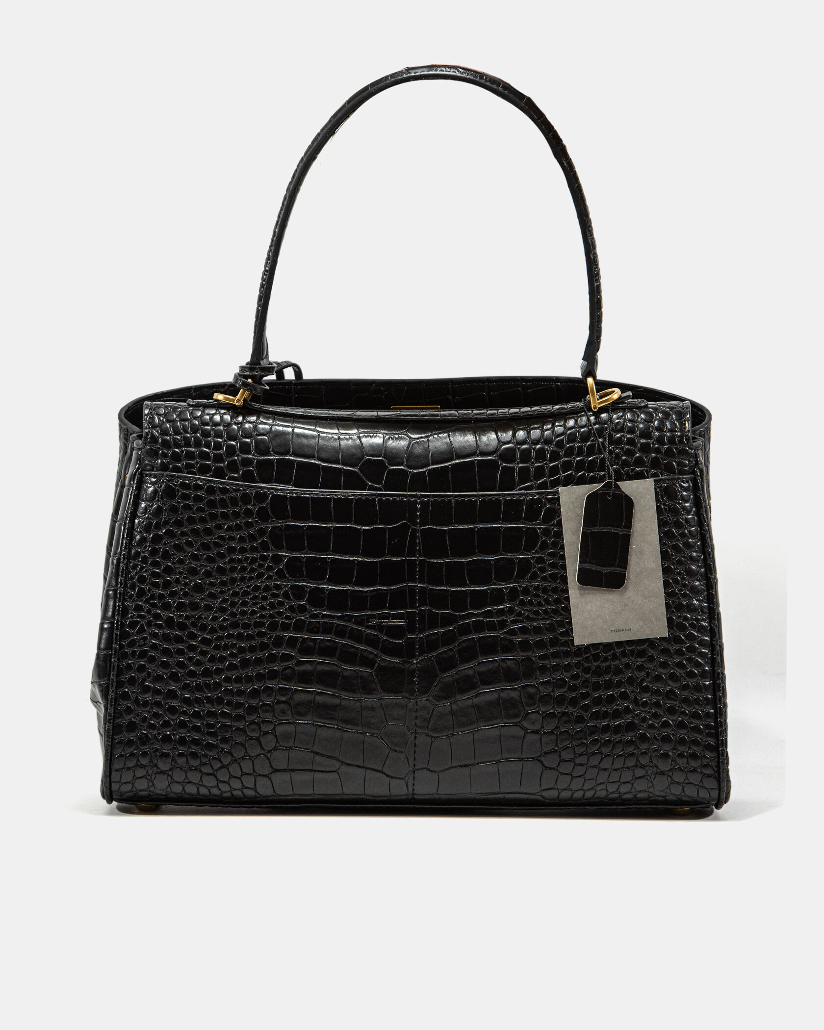 Balenciaga Rodeo Large Crocodile Embossed Black/Gold - 6