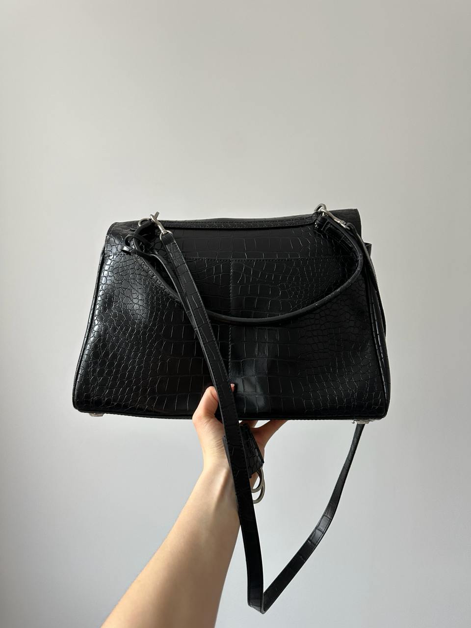 Balenciaga Rodeo Large Crocodile Embossed Black/Silver - 5