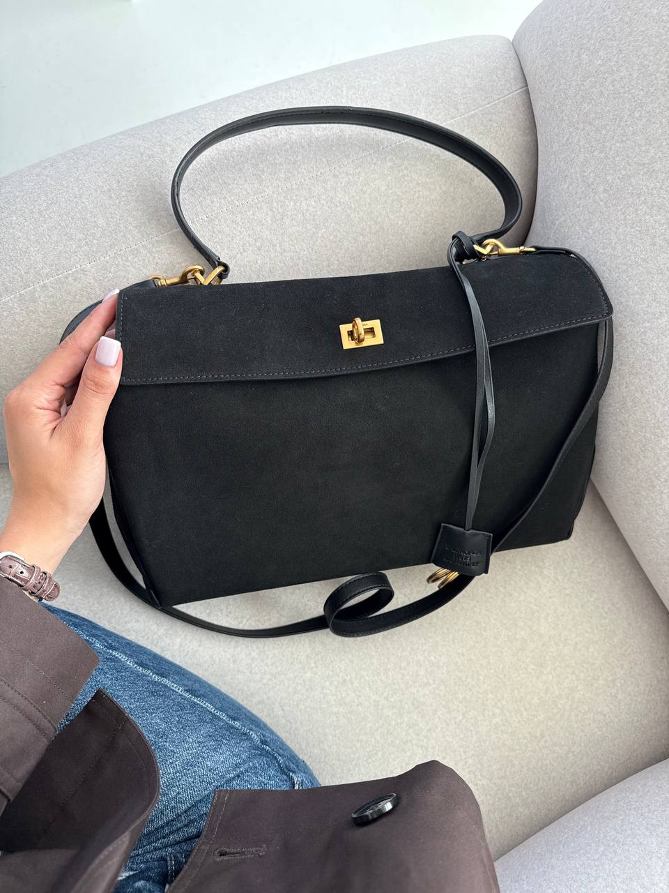 Balenciaga Rodeo Large Suede Black/Gold Hardware - 4