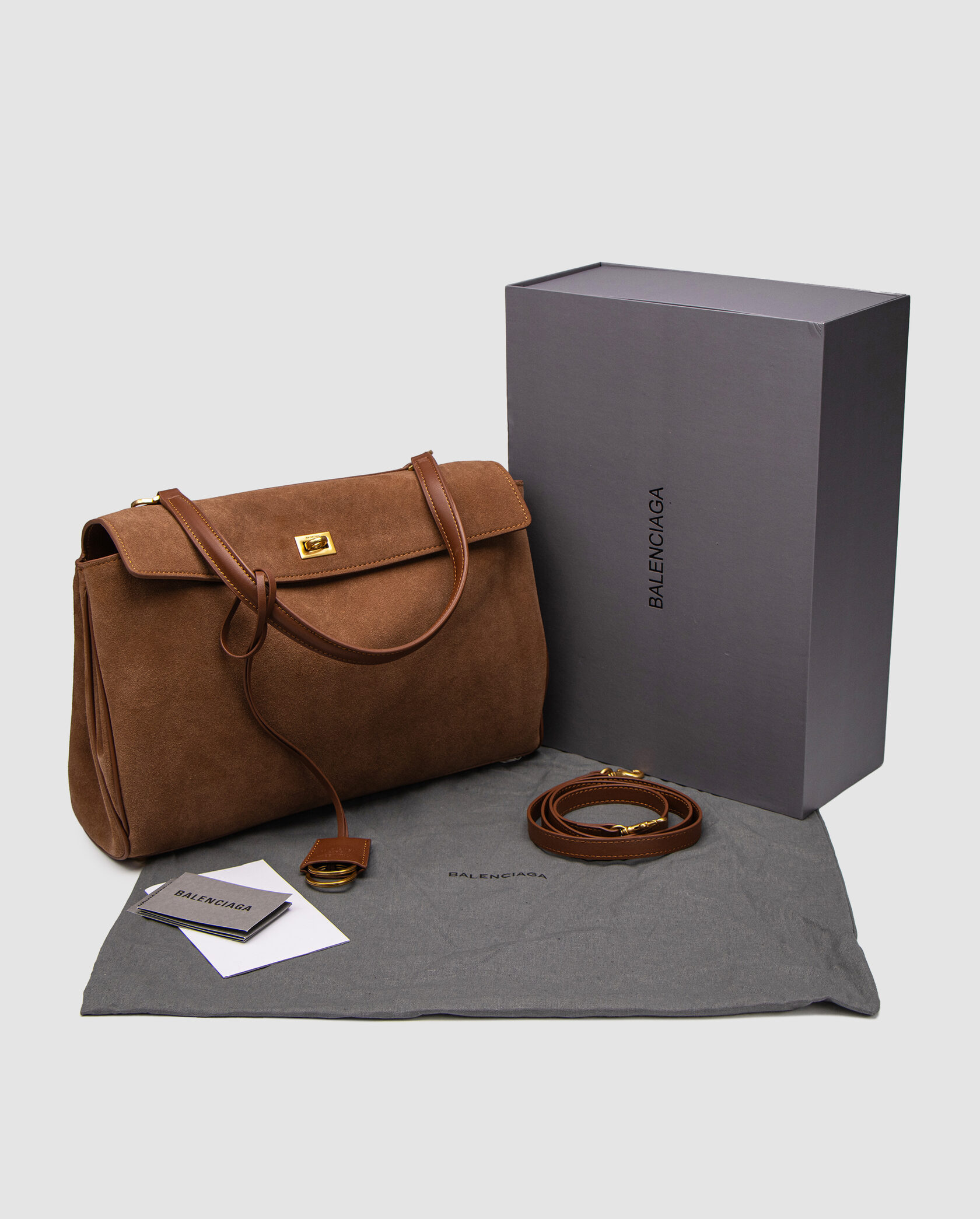 Balenciaga Rodeo Large Suede Brown/Gold Hardware - 2