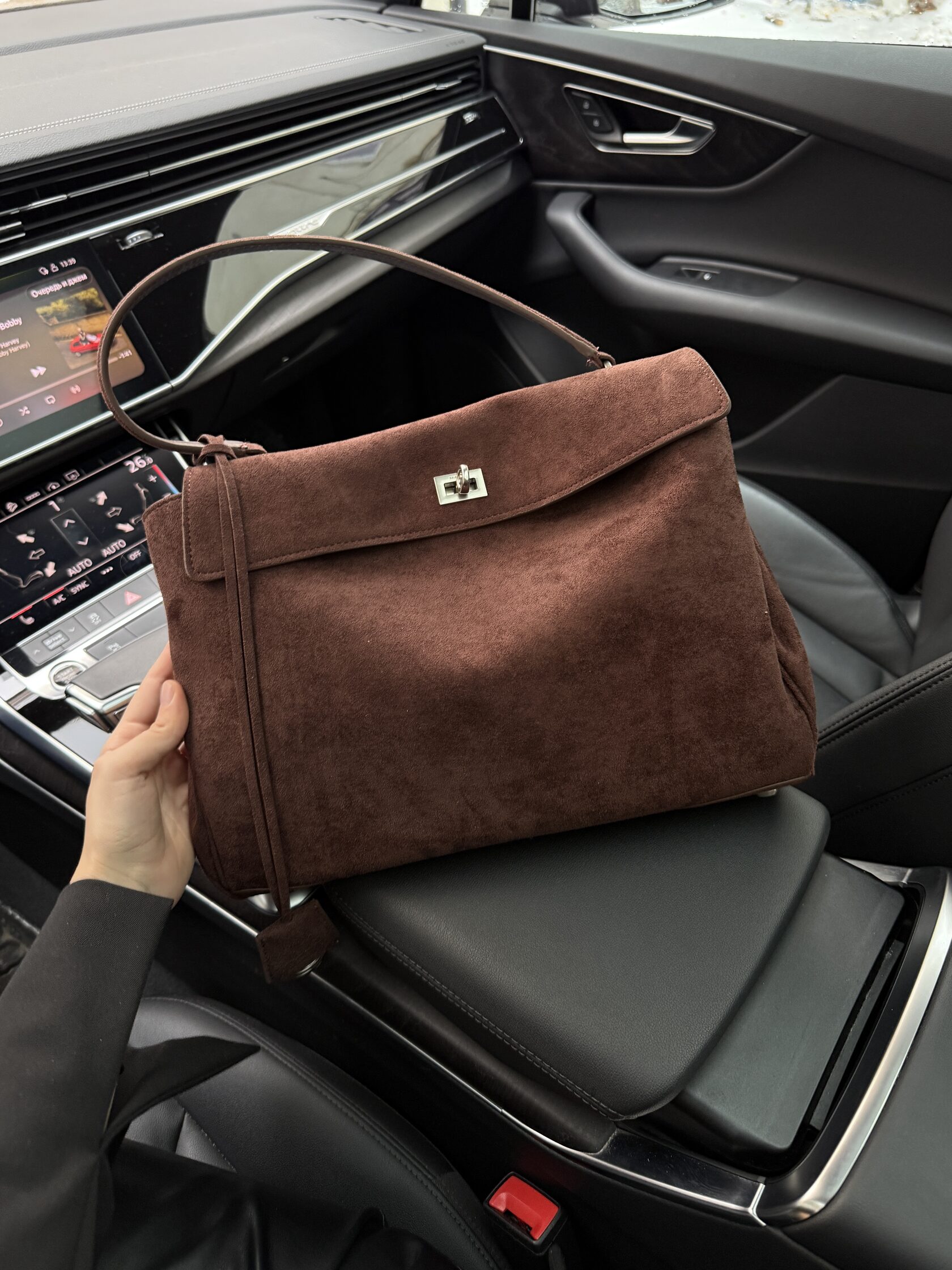 Balenciaga Rodeo Large Suede Brown/Silver Hardware - 15