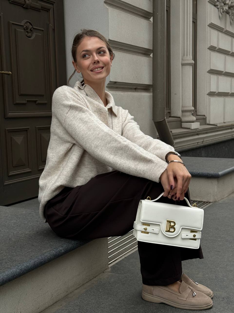 Balmain B-BAG Small White Leather - 2