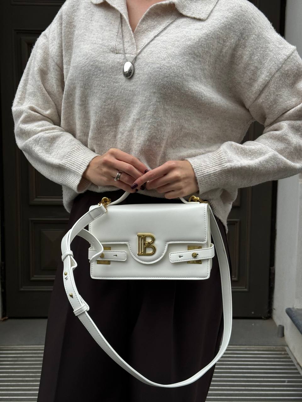 Balmain B-BAG Small White Leather - 3