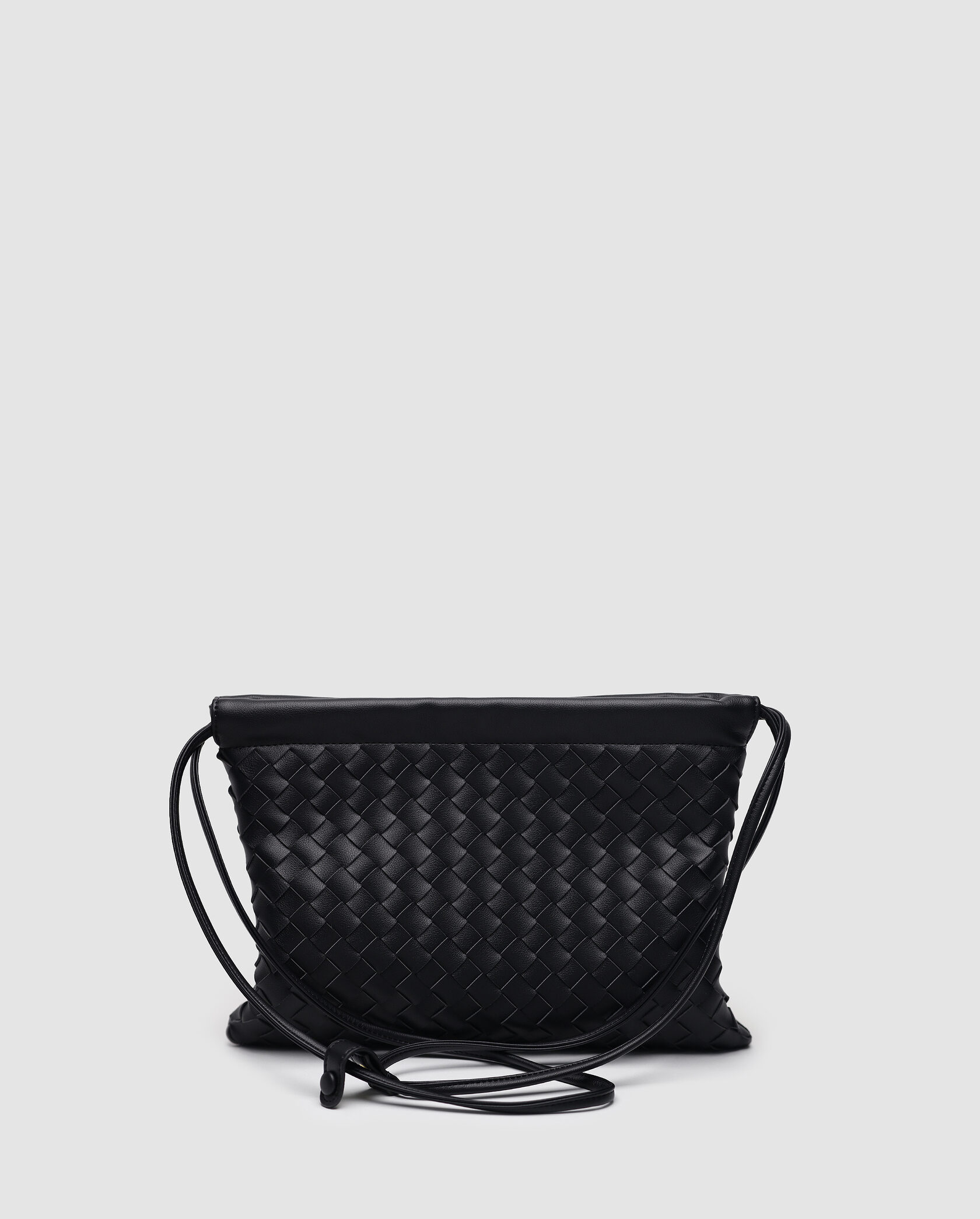 Bottega Veneta Vintage Leather Intrecciato Crossbody Bag Black - 2