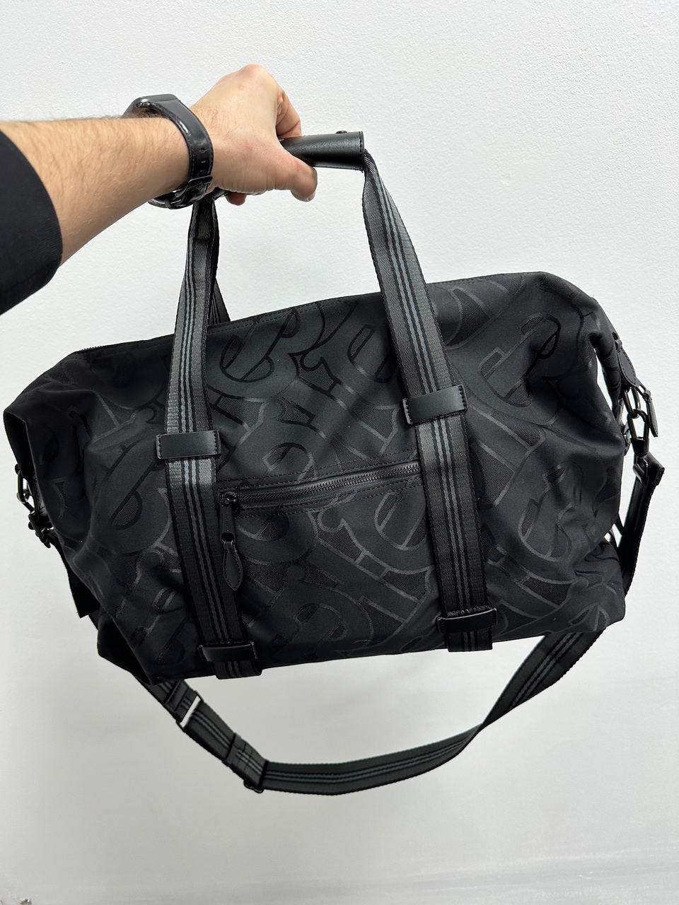 Burberry Black Monogram Recycled Polyester Jacquard Holdall - 13