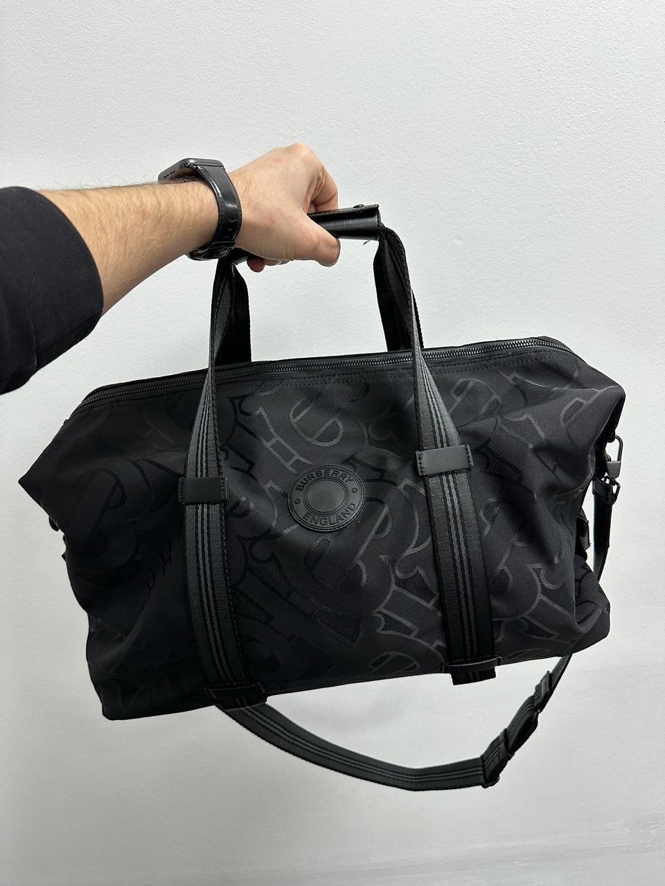 Burberry Black Monogram Recycled Polyester Jacquard Holdall - 7