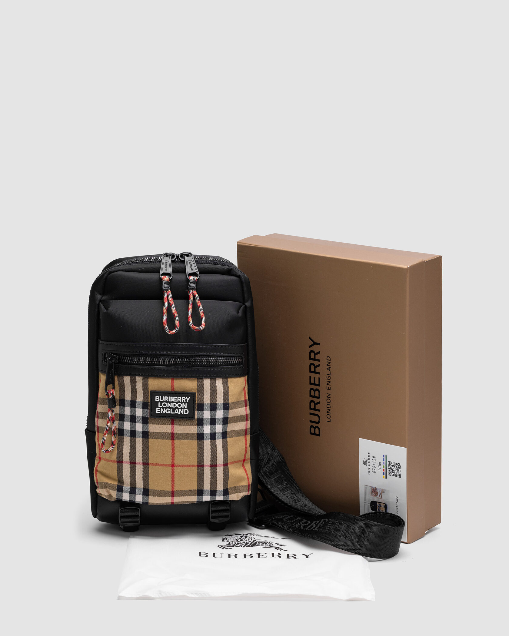 Burberry Black/Mustard Canvas Nylon Crossbody Bag - 2