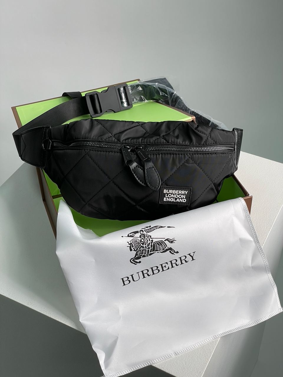Burberry Black Quilted Fabric Medium Sonny Belt Bag - 2