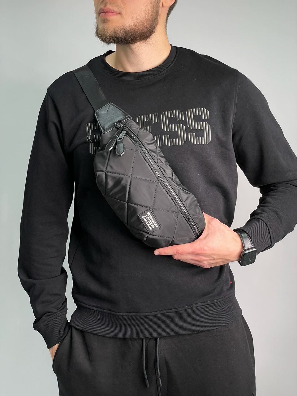 Burberry Black Quilted Fabric Medium Sonny Belt Bag - 3