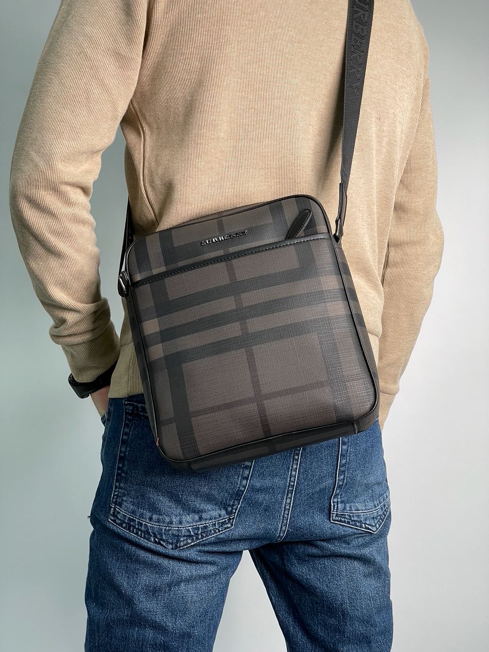 Burberry Large Messenger Bag Men Crossbody Shoulder Bag Brown - 4