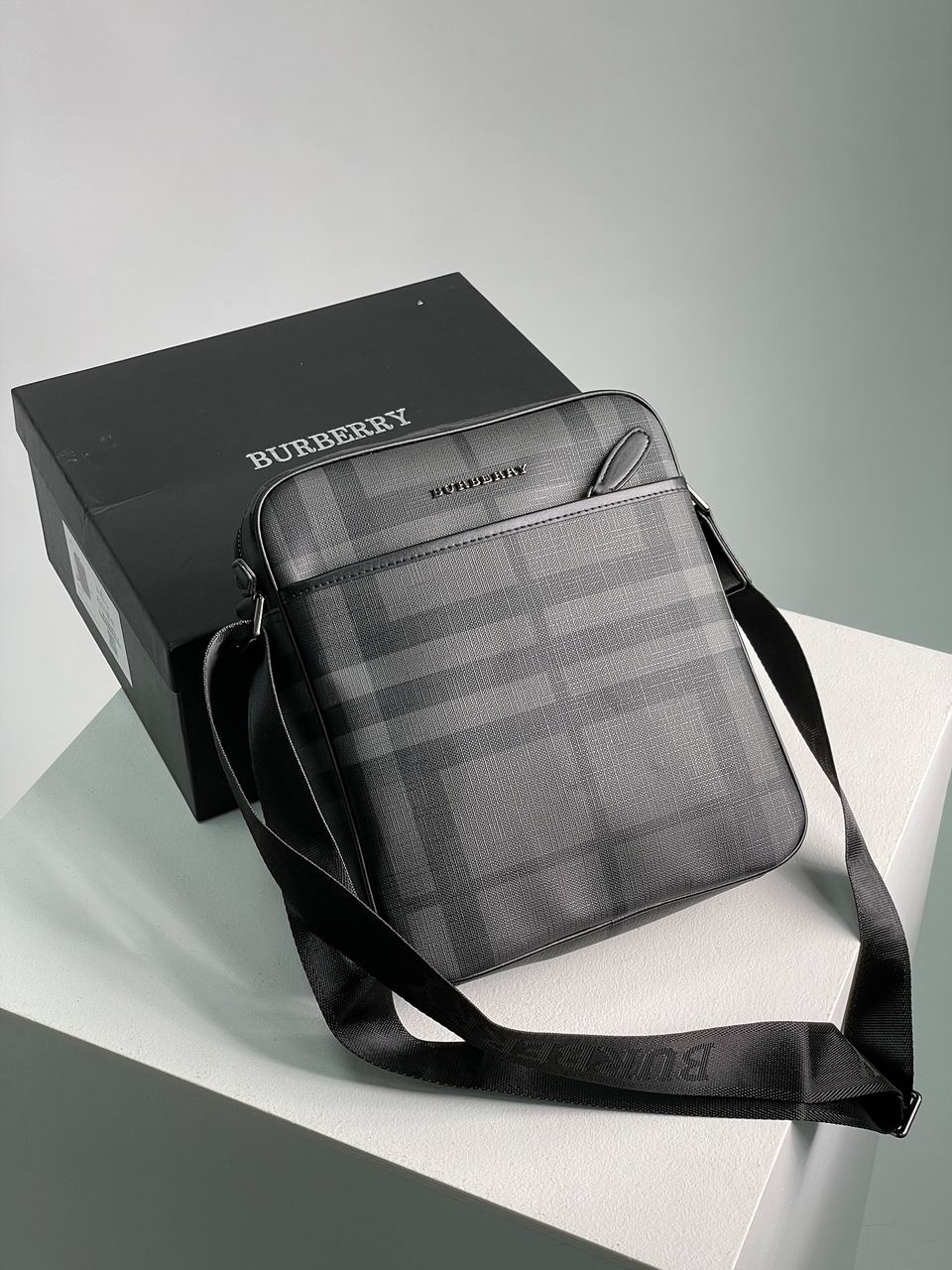 Burberry Large Messenger Bag Men Crossbody Shoulder Bag Grey - 3