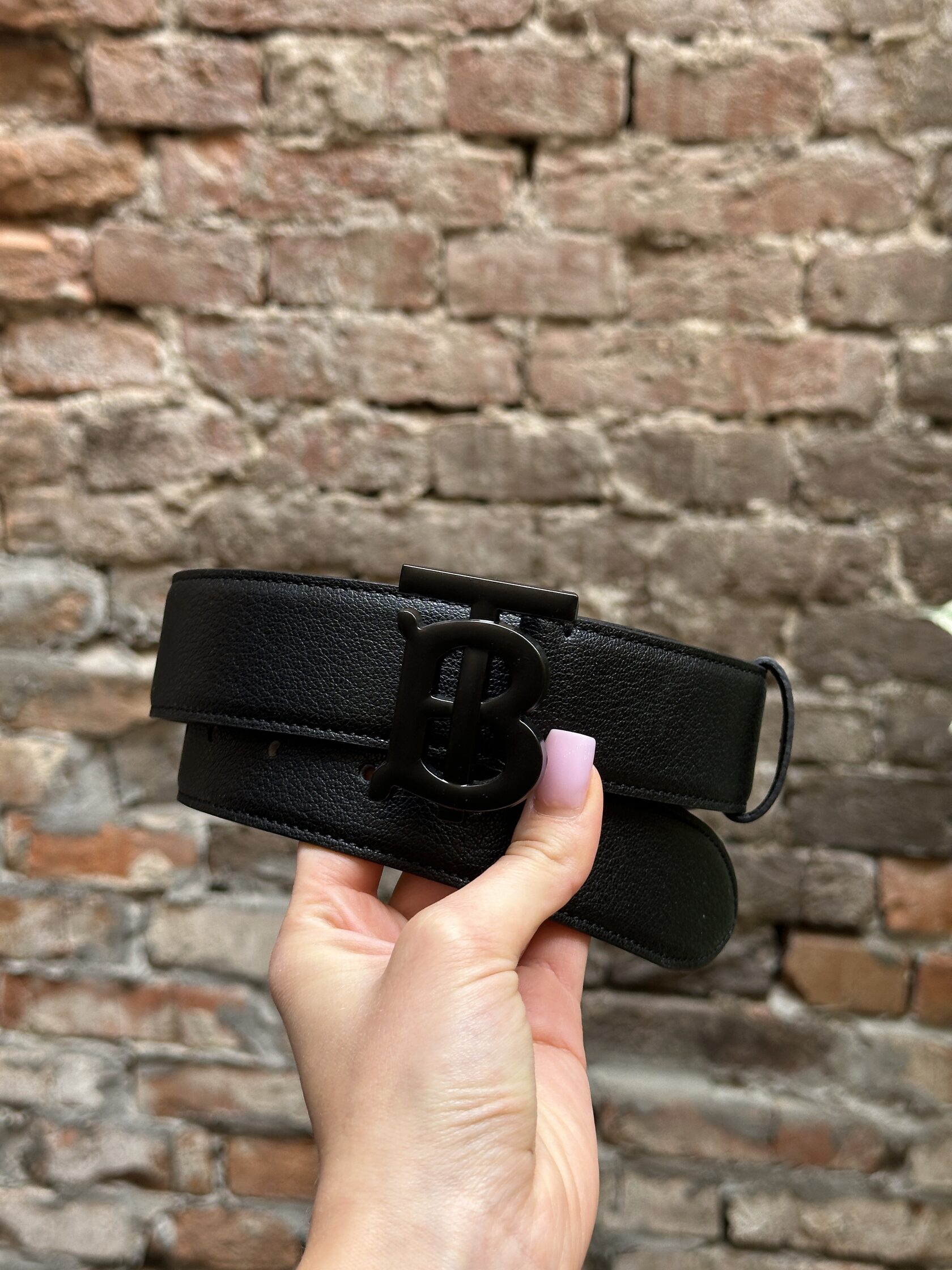 Burberry Leather TB Belt Black/Black - 8