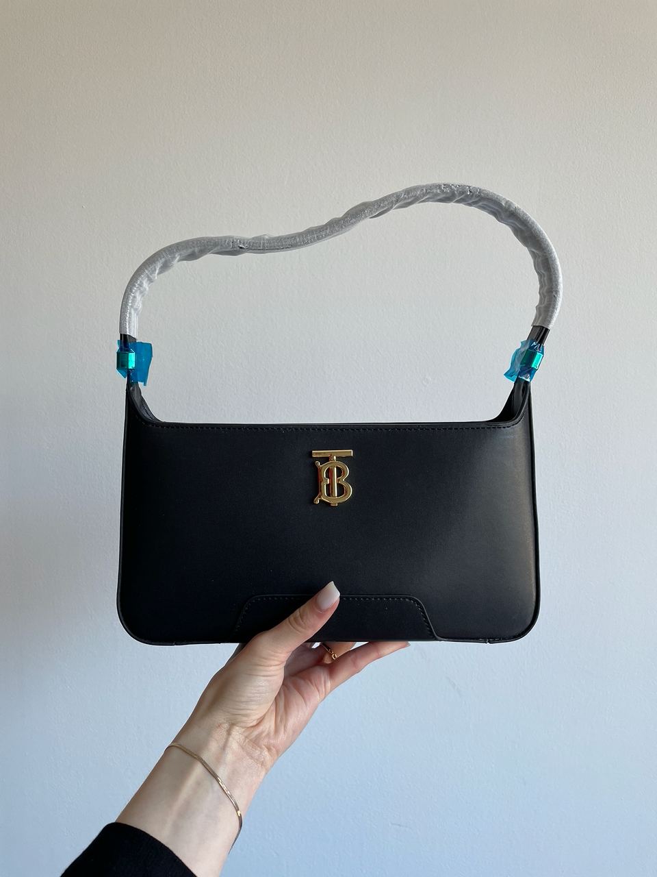 Burberry Leather TB Shoulder Bag "Black" - 10