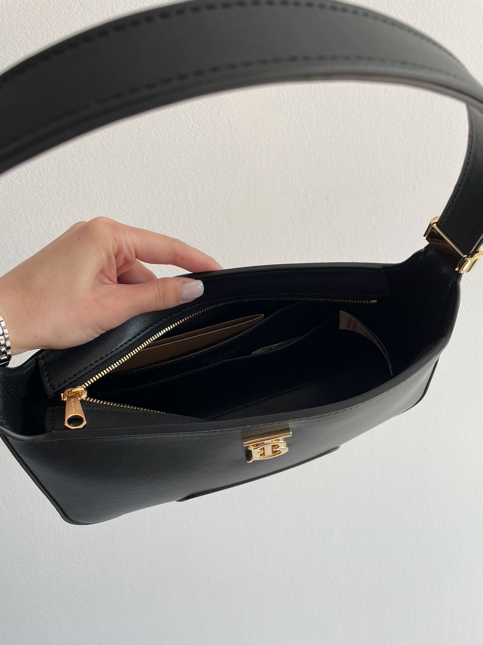 Burberry Leather TB Shoulder Bag "Black" - 25