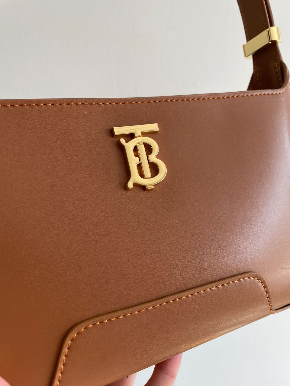 Burberry Leather TB Shoulder Bag "Brown" - 11