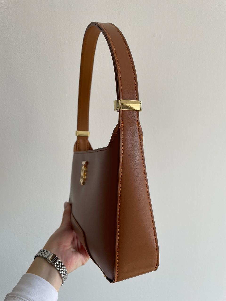 Burberry Leather TB Shoulder Bag "Brown" - 16