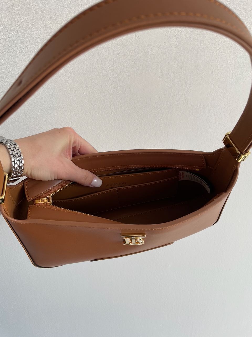 Burberry Leather TB Shoulder Bag "Brown" - 23