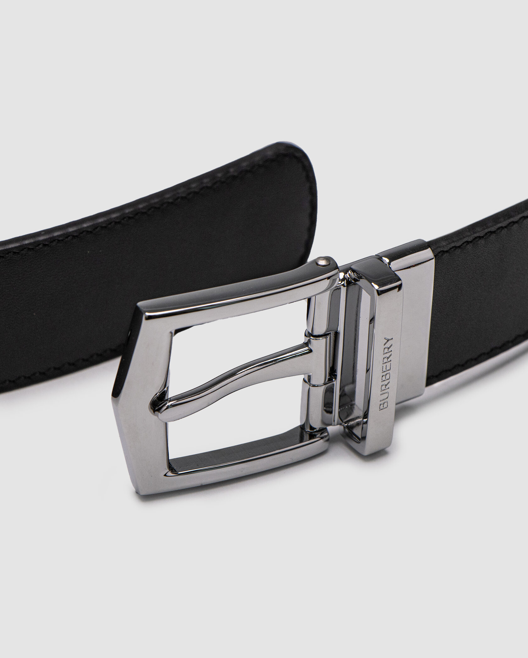 Burberry Reversible Grainy Leather Belt Silver - 3