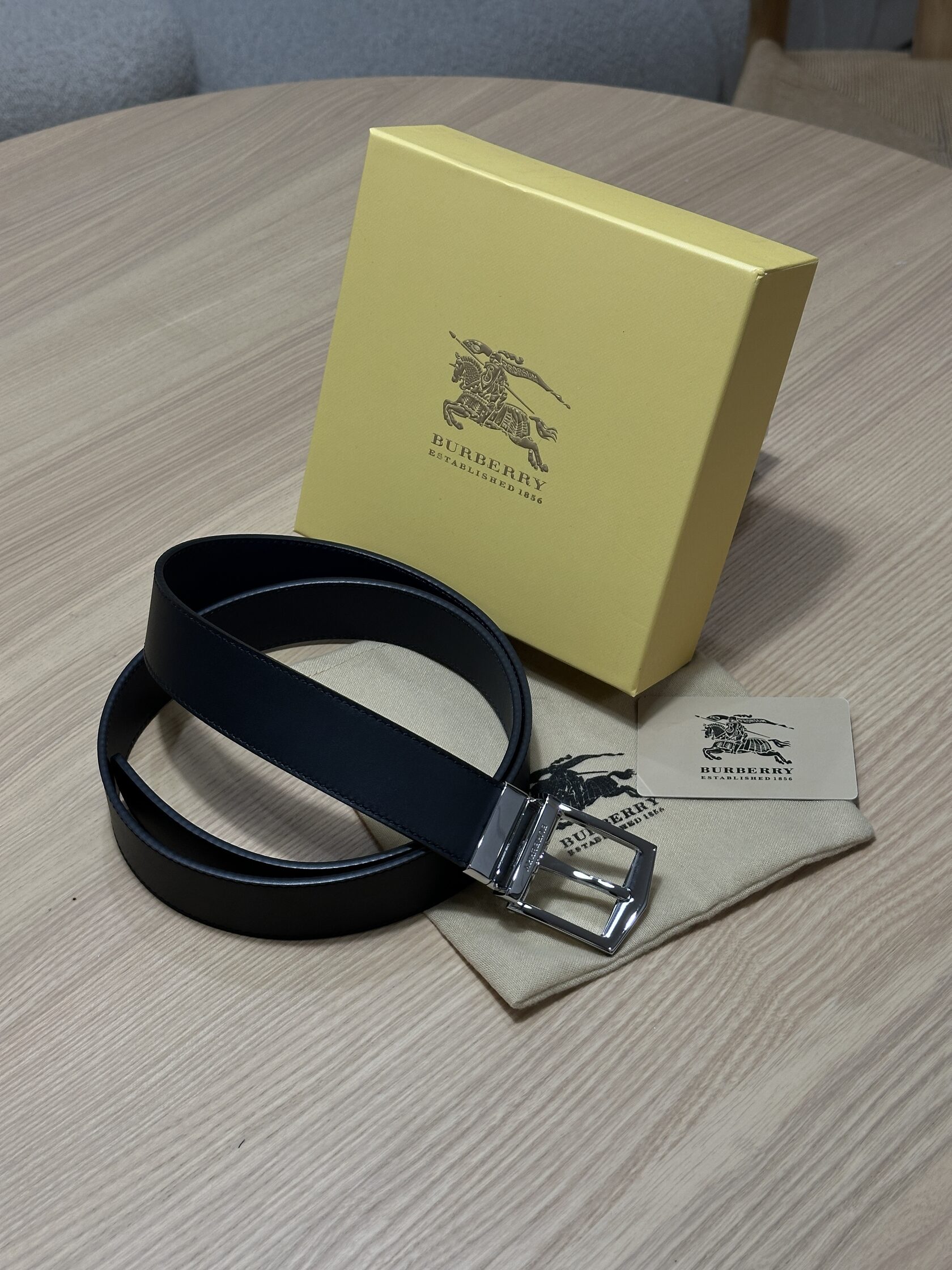 Burberry Reversible Grainy Leather Belt Silver - 4