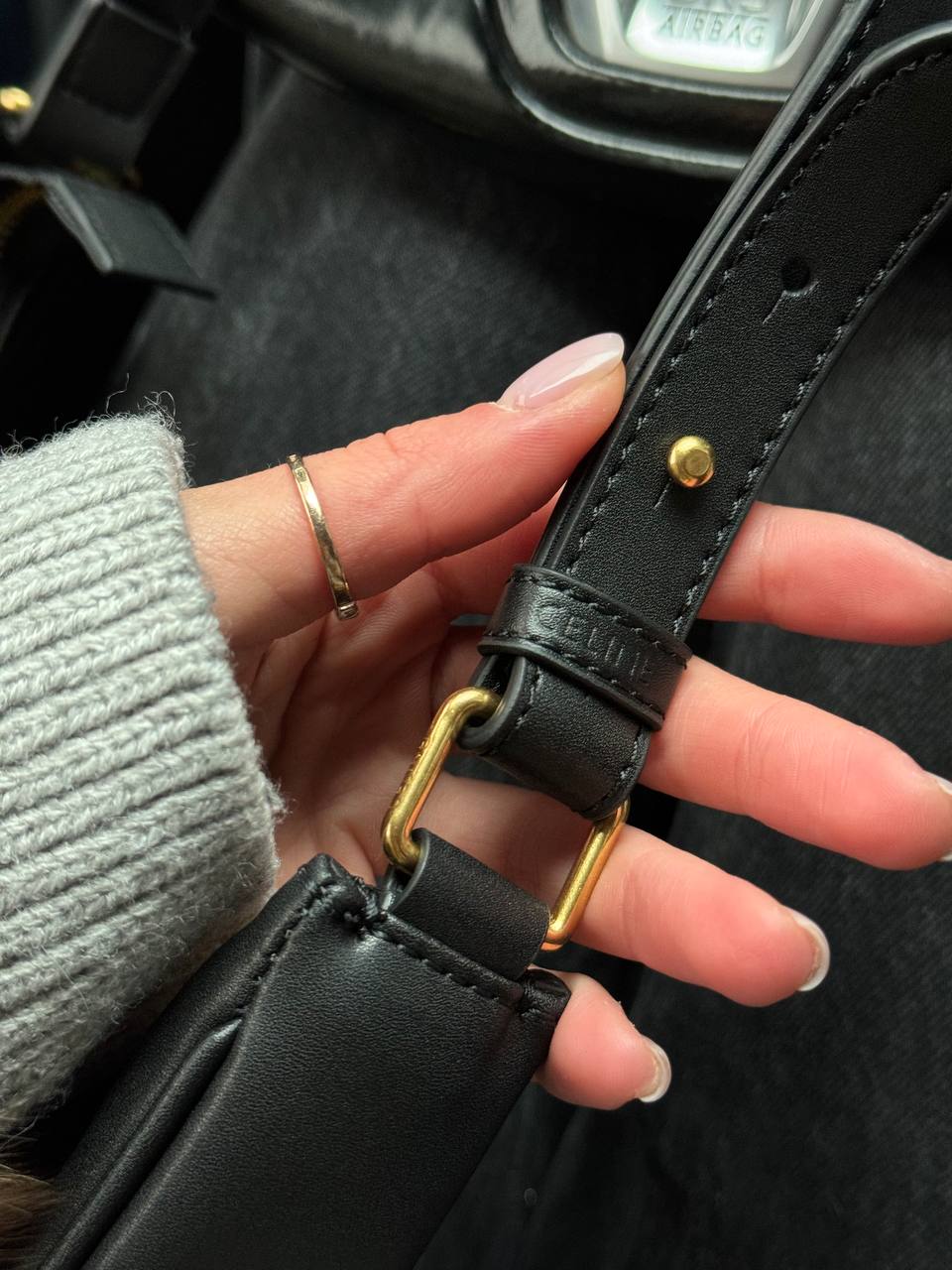 Celine Ava Triomphe Soft Bag in Smooth Calfskin Black - 8