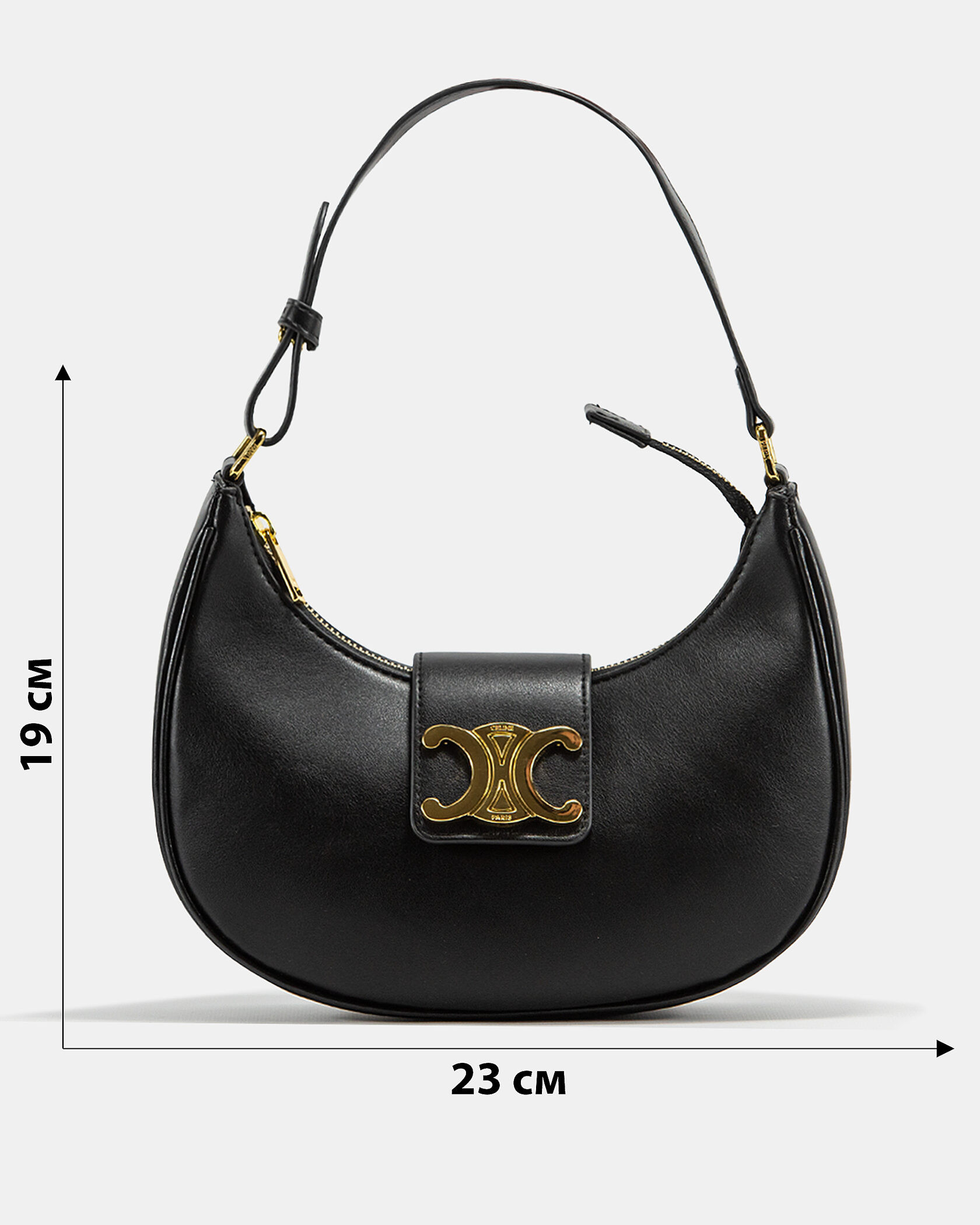 Celine Ava Triomphe Soft Bag in Smooth Calfskin Black - 3