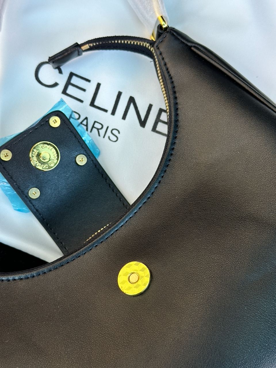 Celine Ava Triomphe Soft Bag in Smooth Calfskin Black - 18