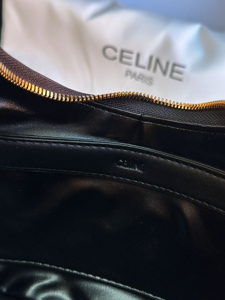 Celine Ava Triomphe Soft Bag in Smooth Calfskin Black - 22