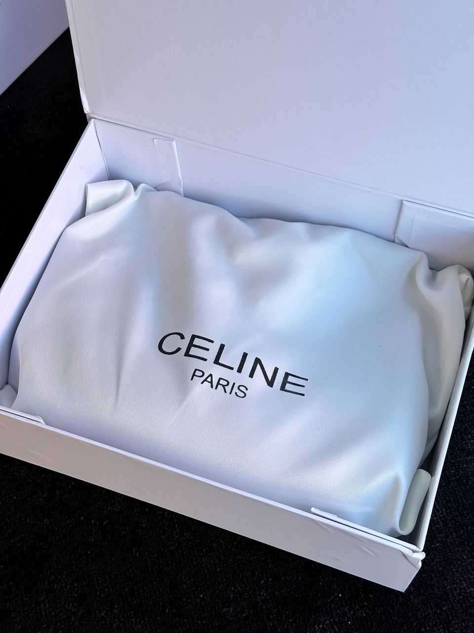 Celine Ava Triomphe Soft Bag in Smooth Calfskin Black - 24