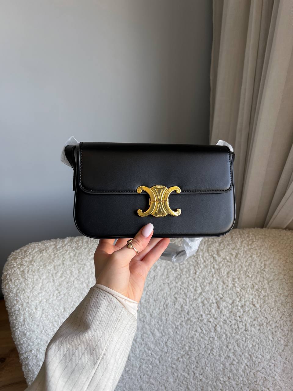 Celine Classique Triomphe Bag In Shiny Calfskin Leather - 8