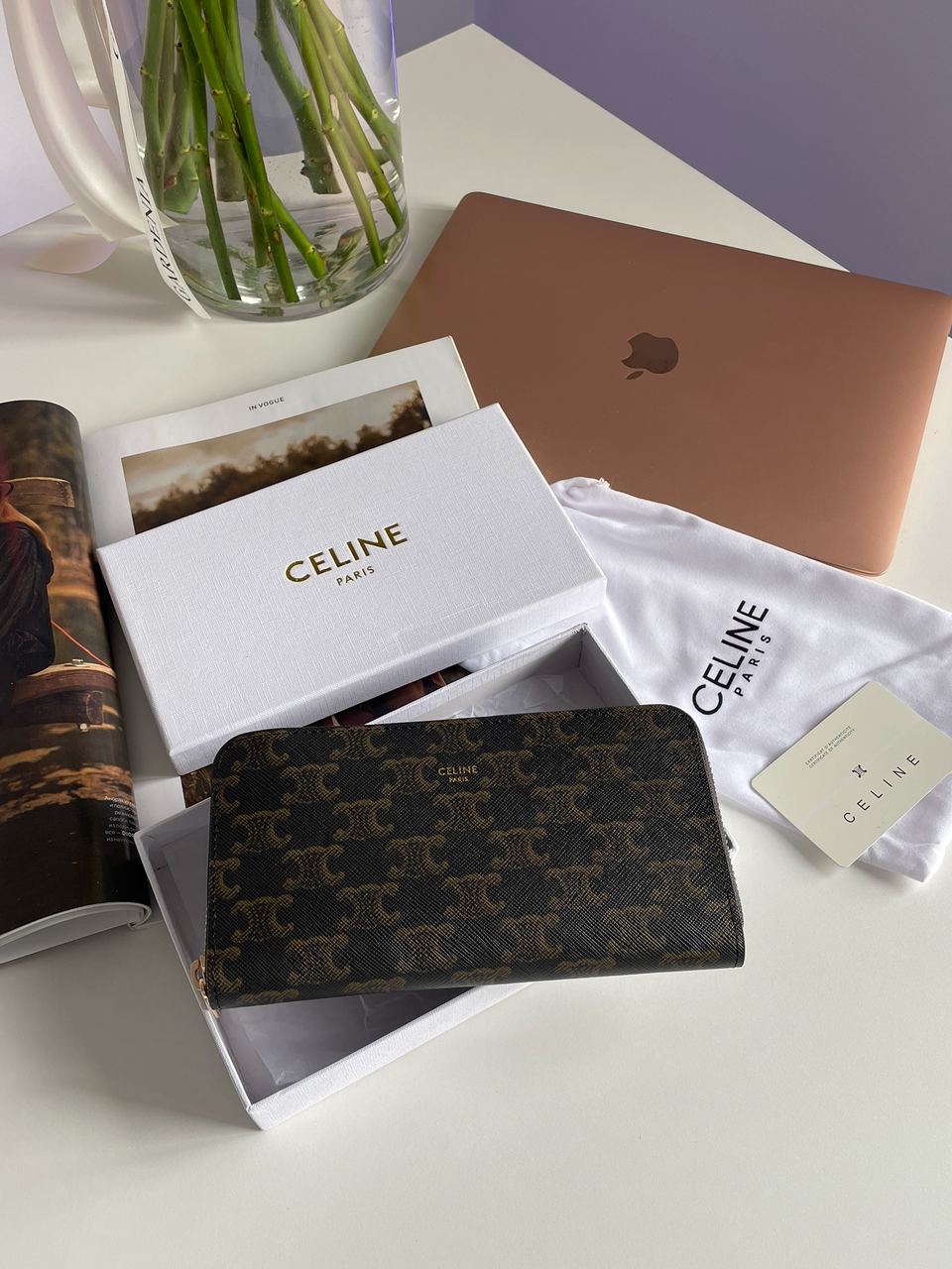 Celine Large Zipped Wallet in Triomphe Canvas Brown - 2