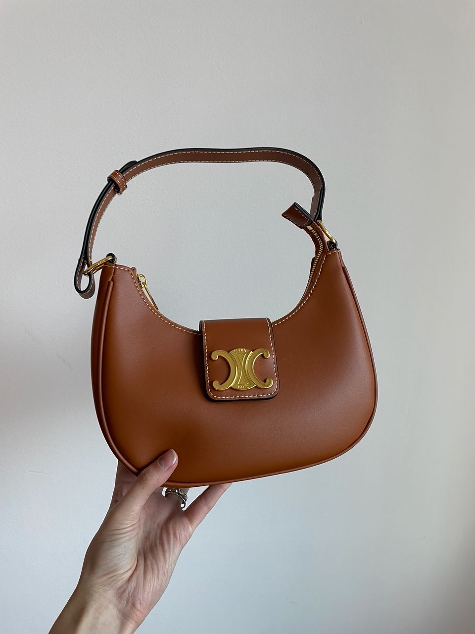 Celine Medium Ava Triomphe Bag in Smooth Calfskin Tan - 10