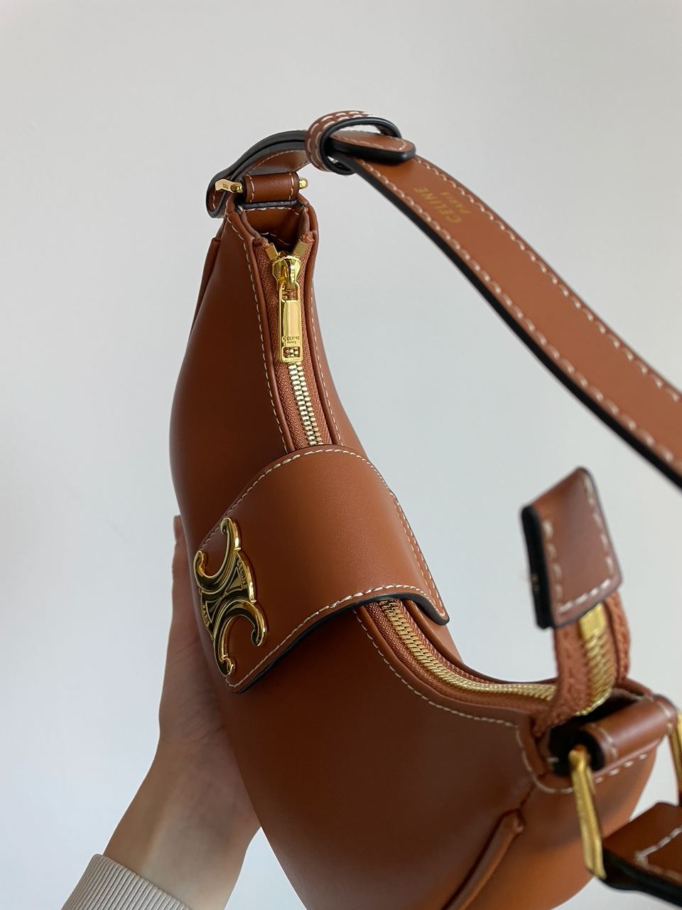 Celine Medium Ava Triomphe Bag in Smooth Calfskin Tan - 16