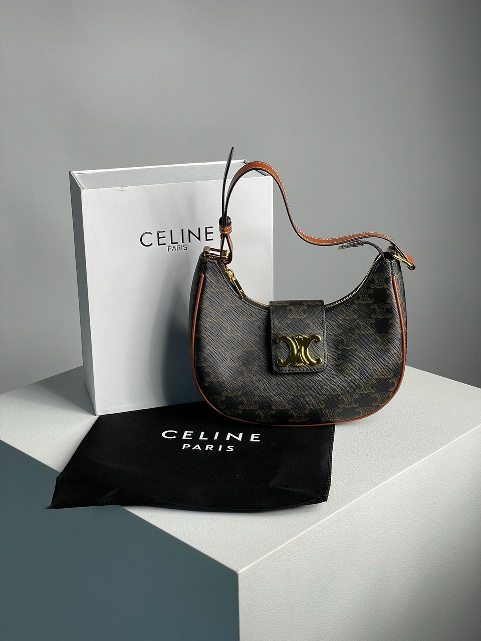 Celine Medium Ava Triomphe Bag in Triomphe Canvas And Calfskin Tan - 3