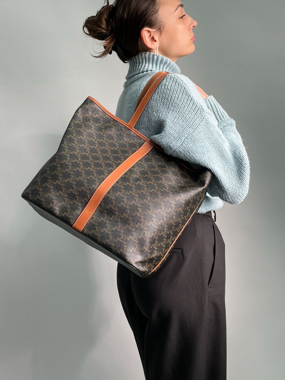 Celine Medium Cabas In Triomphe Canvas Tan - 5