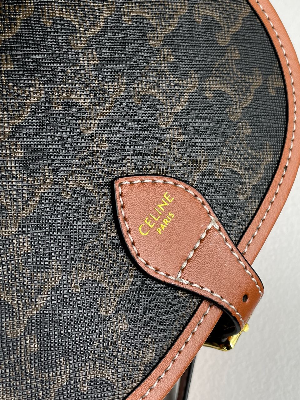 Celine Medium Folco Bag in Triomphe Canvas And Calfskin Tan - 11