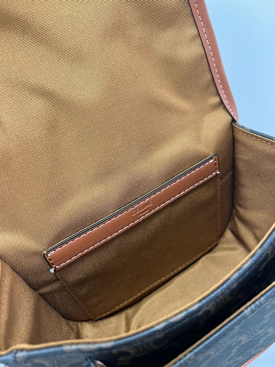 Celine Medium Folco Bag in Triomphe Canvas And Calfskin Tan - 27