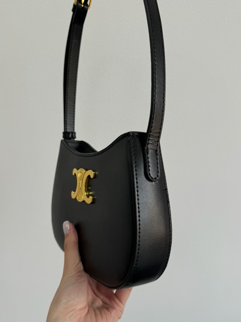 Celine Medium Tilly Bag in Shiny Calfskin Black - 12