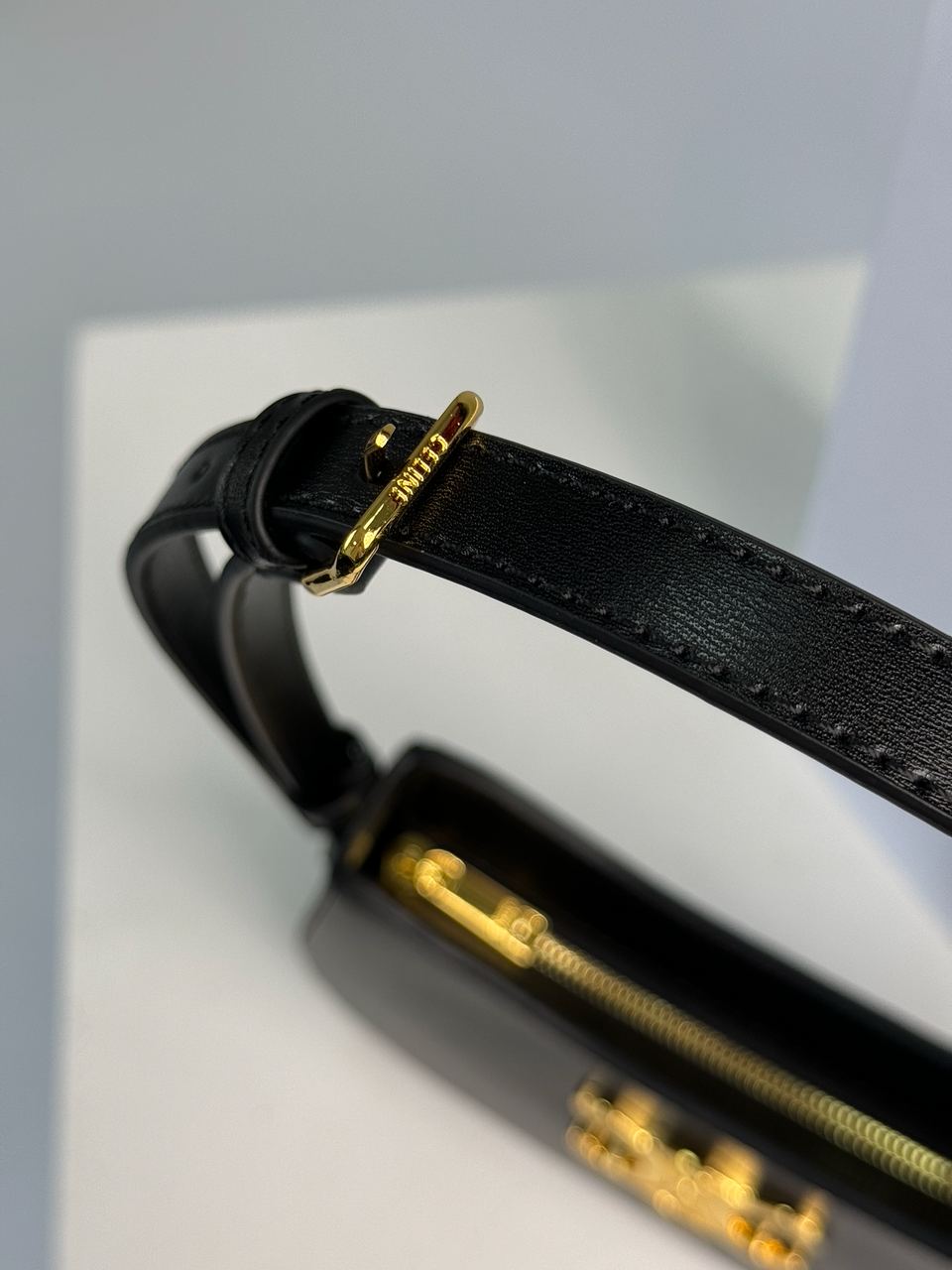 Celine Medium Tilly Bag in Shiny Calfskin Black - 20